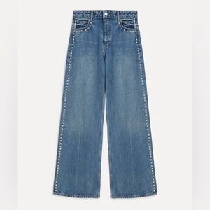 Reformation Cary Studded High-Rise Slouchy Wide-Leg Jeans